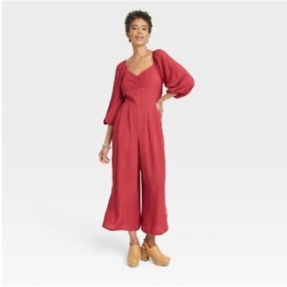 Knox Rose Women's Pants & Jumpsuits Puff 3/4 Sleeve Jumpsuit